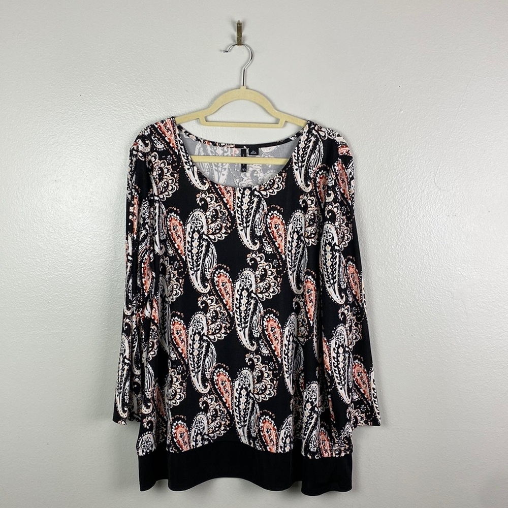 New Directions | Paisley Black Women's Blouse XL